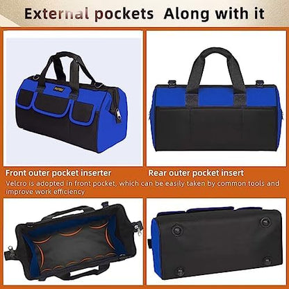 FASTECH 20 Inch Heavy Duty Tool Bag with Wide Mouth for Tool Storage,Carrier and Organizer,Tool Bag for Men/Women, Wide Mouth Tool Bag with Inside Pockets (20 Inch) - Image 2