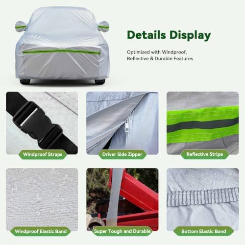 AUQDD 6-Layers Premium MPV Car Cover Waterproof All Weather Weatherproof UV Sun Protection Snow Dust Storm Resistant Outdoor Exterior Custom Form-Fit Full Padded Car Cover with Straps 199"-210" K17 - Image 6