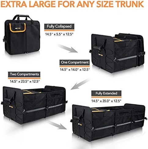HEYTRIP Large Trunk Organizer With Built-in Leakproof Cooler Bag, 2 Tie-Down Straps, 4 Removable Dividers, Foldable Cover, Built with 2mm PE Board - Image 2