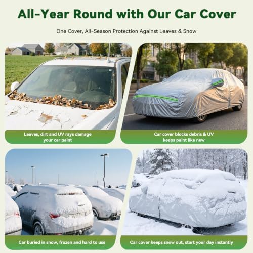 AUQDD 6-Layers Premium Truck Car Cover Waterproof All Weather Weatherproof UV Sun Protection Snow Dust Storm Resistant Outdoor Exterior Custom Form-Fit Full Padded Car Cover with Straps 198"-220" K13 - Image 4