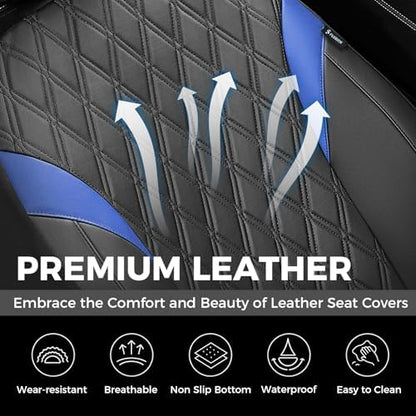 FLORICH Front Car Seat Covers, Leather Seat Covers for Cars, Waterproof Car Seat Protector Breathable, Front Seat Covers for Cars, Automotive Seat Covers Universal Fit for Most Car SUV Truck - Image 5
