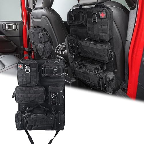 Universal Tactical Seat ​Back Organizer Vehicle Molle Panel Organizer Storage Bag with 5 Detachable Molle Pouch for All Vehicel Such as Jeep,Truck,SUV, Car, Ford,Chevy etc by Jimikay