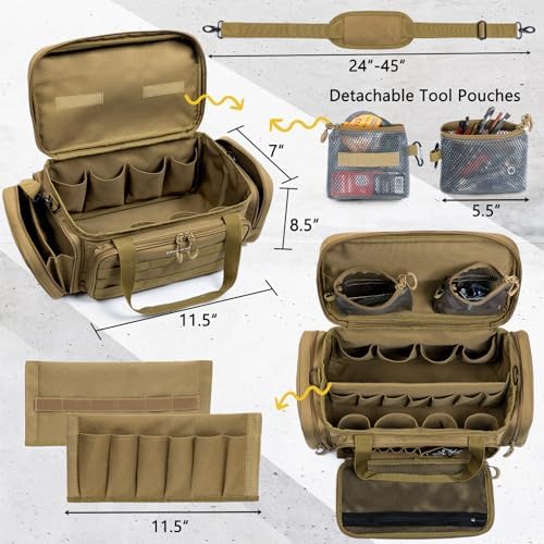 Heavy Duty Tool Bag Organizer with Strong Magnets & Detachable Pouches, Tactical Tool Tote for Men, Multiple Pockets, Anti-Friction Bottom Utility Tool's Bag for Electrician,Mechanic - Image 2