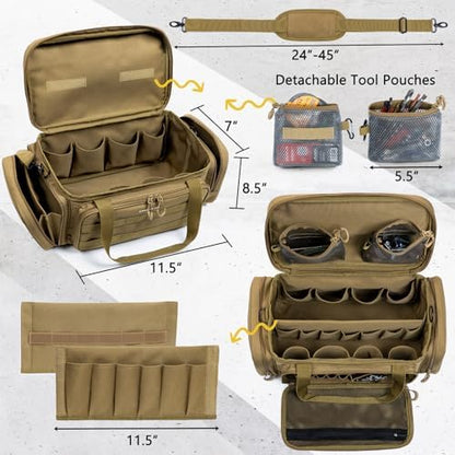 Heavy Duty Tool Bag Organizer with Strong Magnets & Detachable Pouches, Tactical Tool Tote for Men, Multiple Pockets, Anti-Friction Bottom Utility Tool's Bag for Electrician,Mechanic - Image 2