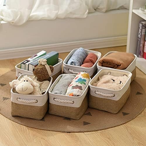 Small Baskets for Organizing, [6 PCS] Collapsible Storage Baskets for Shelves, Storage Bins Boxes Cubes for Clothes Books - Image 5