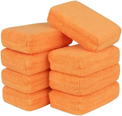 AIDEA Microfiber Applicator Pads-8 Pack, Car Wash Sponge, Orange by AIDEAHOME