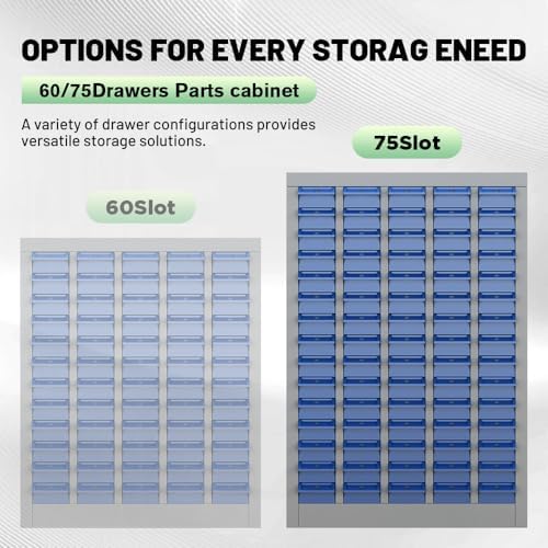 Yeeoy 75 Drawers Parts Cabinet, Nut and Bolt Storage Organizer, Grey - Image 6