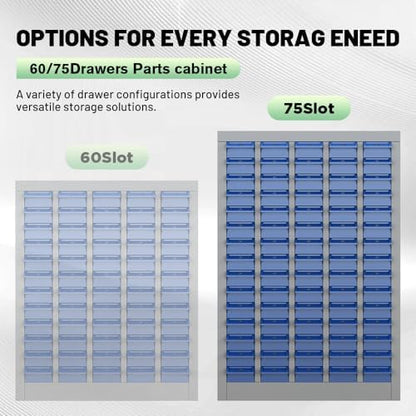 Yeeoy 75 Drawers Parts Cabinet, Nut and Bolt Storage Organizer, Grey - Image 6