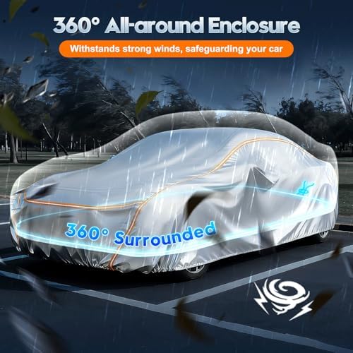 Car Cover Waterproof All Weather 5 S Quick Install Universal Fit Sedan/Coupe/Cabrio (3.Fit Sedan/Coupe/Hatchback Length up to 178-186) - Image 2