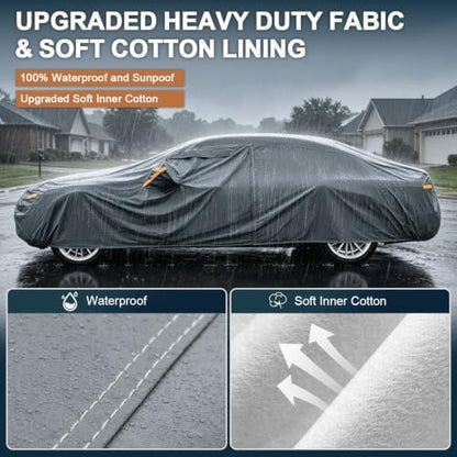 GUNHYI 16 Layers Car Cover Waterproof All Weather for Sedan Heavy Duty - Image 2