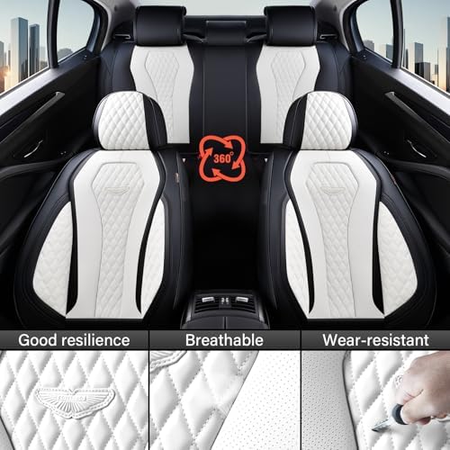 Coverado Seat Covers 2 Pack, Car Seat Covers Front Seats, White Car Seat Cover, Waterproof Car Seat Covers, Car Seat Cushion, Front Leather Seat Protector Fit for Most Cars - Image 5