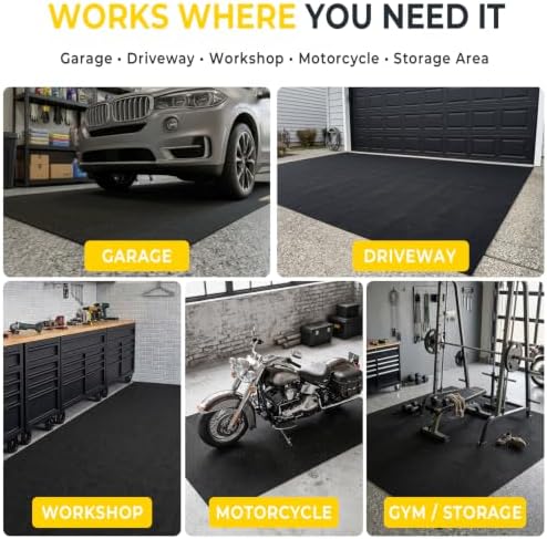 20' x 7'4" Garage Floor Mats - All-Weather Garage Floor Mats for Under Car, Absorbent Oil Spill Mat, Anti-Slip Garage Carpet, Reusable Garage Mats with Waterproof Backing, Garage Car Mat & Floor Rug - Image 5