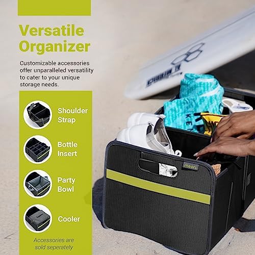 meori Collapsible Trunk Organizer for Car with Bottle Insert for Groceries Road Trips 2 Compartments Heavy Duty Mesh Pocket Ripstop - Image 6