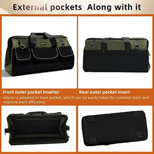 FASTECH 20-inch Wide Mouth Tool Bag with Water Proof Molded Base, Wide Mouth Tool Tote Bag, Waterproof Tool Organizer Bag for Men with Adjustable Shoulder Strap(No Bottom Shell) - Image 3