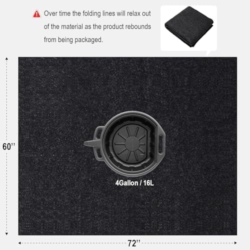 Heavy Duty Oil Spill Mat, Garage Floor Mat for Under Car, Premium Oil Absorbent Pads, Reusable, Slip-Resistant, Waterproof Rubber Backing Contains Liquids, Protects Garage Floor(XXL-60''x72'') - Image 4