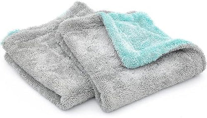 The Rag Company Liquid8r Car Drying Towel, Aqua Blue/Grey, 16x16 in, 2-Pack by TheRagCompany