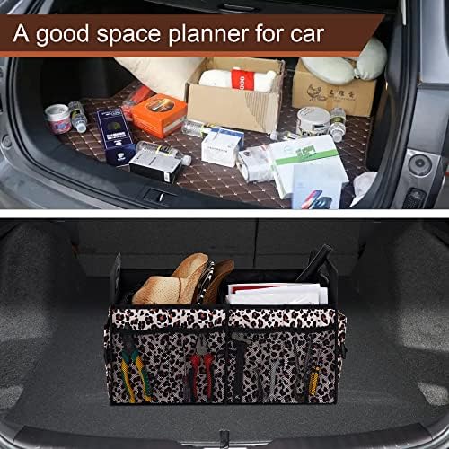 Femuar Car Trunk Organizer, Large Capacity Collapsible Trunk Storage with 11 Pockets, Waterproof, Non-Slip, Suitable for Car, SUV, Truck, Van, Jeep, Sedan, Leopard Print - Image 5