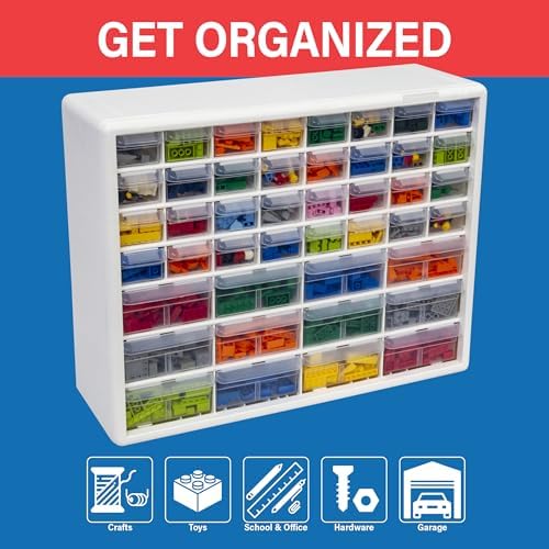 Akro-Mils 44-Drawer Plastic Storage Cabinet, 20"W x 6"D x 16"H, White - Image 4