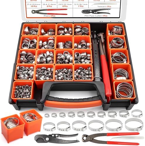 560PCS Single Ear Hose Clamp Kit w/Crimping Pliers for Auto,PEX,RV by Fuzbaxy
