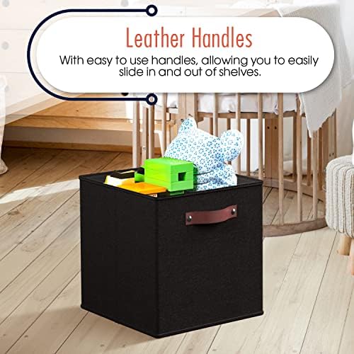 Ornavo Home 13x13 Foldable Fabric Storage Cube Bins, 6 Pack, Black - Image 4