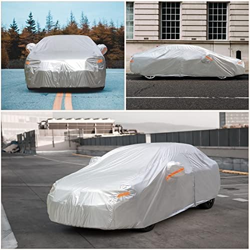 SEAZEN Car Cover Waterproof All Weather, Full car Covers UV Protection/Snowproof/Dustproof, Universal Car Cover 2 Layer with Zipper (Fit Sedan Length Up to 209") - Image 6