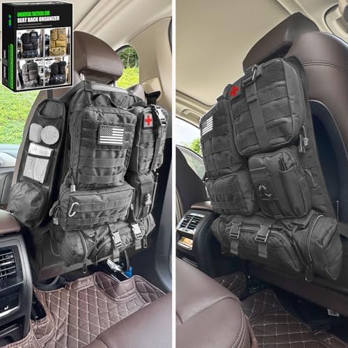 7 PACK Tactical Seat back organizer Truck organizer With 6 Detachable Pouches Universal For Car Truck Ford Jeep Military-Grade Heavier Panels With Multi-functional Packs (Army green) - Image 2