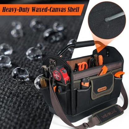 WELKINLAND 16'' Hard-Bottom Tool Tote,32-Pocket Electrician Tool Tote Bag - Image 6