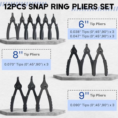 14PCS Snap Ring Pliers Set Internal & External Circlip Pliers - Image 2