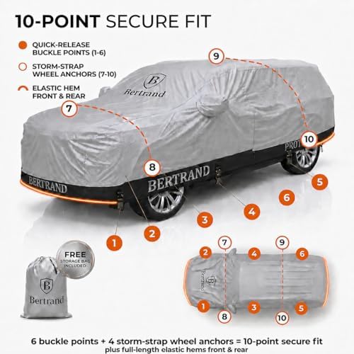 BERTRAND Outdoor SUV Car Cover Waterproof All Weather, to 210 in (S3) - Image 6