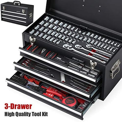 ARUCMIN 438-Piece Mechanics Tool Set with 3-Drawer Heavy Duty Metal Box Repair Tool Kit - Image 6