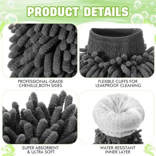 24 Pack Car Wash Mitts Bulk Microfiber Wash Mitts, Grey - Image 3