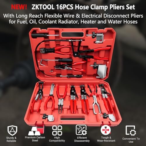 ZKTOOL 16PCS Hose Clamp Pliers Set, Hose Clamp Removal Tool for Automotive - Image 2