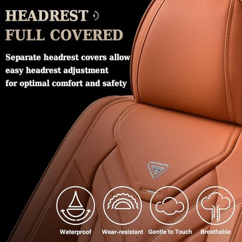 Coverado Seat Covers, Car Seat Covers Front Seats, Leather Seat Covers for Cars, Automotive Seat Covers Car Seat Protector Car Seat Cushion Universal Fit for Most Sedans SUV Pick-up Truck(Orange) - Image 4