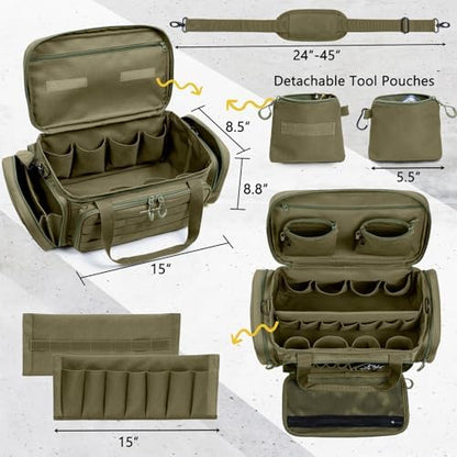 Heavy Duty Tool Bag Organizer with Strong Magnets & Detachable Pouches, Tactical Tool Tote for Men, Multiple Pockets, Anti-Friction Bottom Utility Tool's Bag for Electrician,Mechanic - Image 2