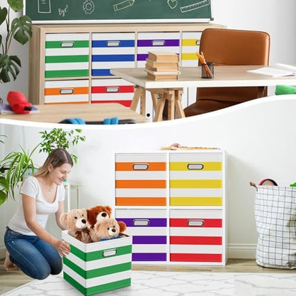 CroBlissful 11 Inch 6 Pcs Fabric Storage Cubes with Handle, Dark Color - Image 6