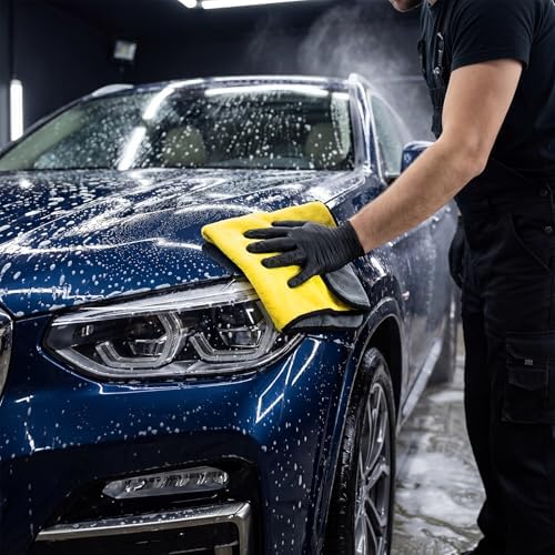 Tallew 80 Pcs Microfiber Towels:16"x16" Microfiber Drying Towels Bulk Micro Fiber Car Cleaning Cloth for Cars Drying Washing Polishing Office Windows Cleaning Household Supplies (Gray,Yellow) - Image 3