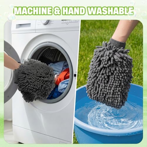 24 Pack Car Wash Mitts Bulk Microfiber Wash Mitts, Grey - Image 5