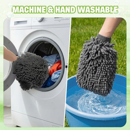 24 Pack Car Wash Mitts Bulk Microfiber Wash Mitts, Grey - Image 5