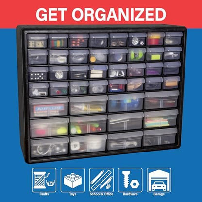 Akro-Mils 44-Drawer Plastic Storage Cabinet, 20"W x 6"D x 16"H, Black - Image 4