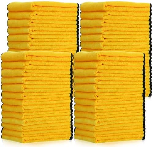 Tallew 50 Pcs 16"x16" Yellow Microfiber Towels for Cars Drying Polishing by Tallew