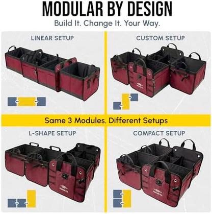 Extra Large Car Trunk Organizer - Trunk Storage - Modular Detachable Configurable Collapsible - for SUV Minivan Truck Sedan Van - 4 Compartment XXL, Cherry - Image 2