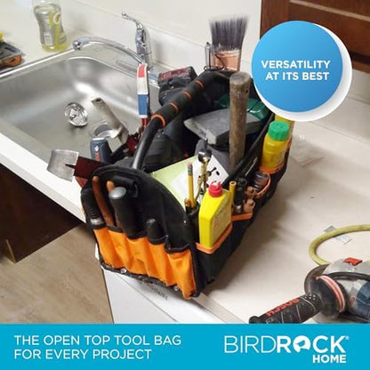 INTERNET'S BEST Open Top Electricians Tool Bag - Custom Electrician Organizer, Tool Carrier - 16 Pocket Utility Tool Box - Portable Shoulder Tote for Tech, Plumbers, Painters, Construction - 17 Inch - Image 4