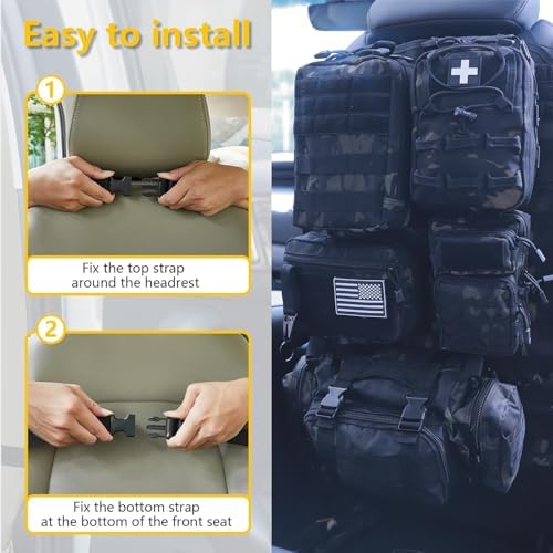 Universal Tactical Car Seat Back Organizer Bag Tactical Molle Vehicle Organizers Panel Vehicle Protector Organizers with 5 Detachable Pouches for Car (Upgraded B BCA) - Image 3