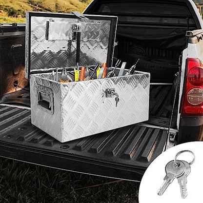 BLACKHORSE-RACING 20 Inch Aluminum Truck Tool Box with Side Handle and Lock Keys Storage Box for Pick Up Trucks, RVs, UTVs and Trailers - Image 2
