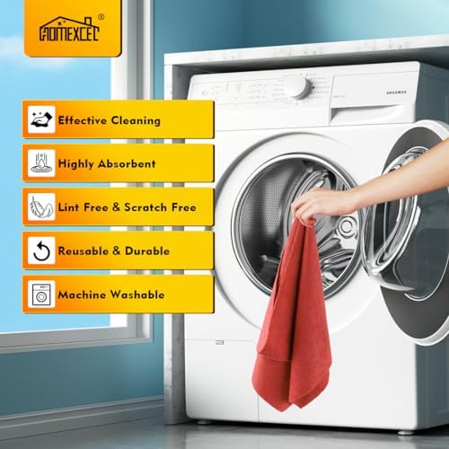 HOMEXCEL Microfiber Cleaning Cloth 200 PK, Towels for Cars, Shop Rags, Red - Image 5