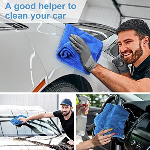 Shimeyao 40 Pcs 16 x 16 Inch Microfiber Towels for Cars, 500 GSM Edgeless Plush Car Detailing Towels, Lint Free Scratch Free Cleaning Cloths for Drying, Washing, Polishing, Waxing, Home (Dark Blue) - Image 6