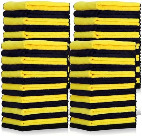 Tallew 60 Pcs Microfiber Towels: 16"x16" Microfiber Drying Towels Bulk Micro Fiber Car Cleaning Cloth for Cars Drying Washing Polishing Cleaning Household Supplies (Black,Yellow) by Tallew