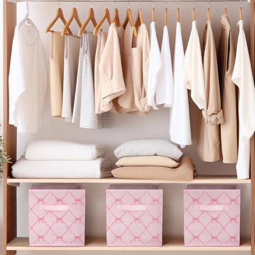 Geelin 6 Pcs Light Pink Bow Cube Storage Bins 11 Inch Storage Basket - Image 6