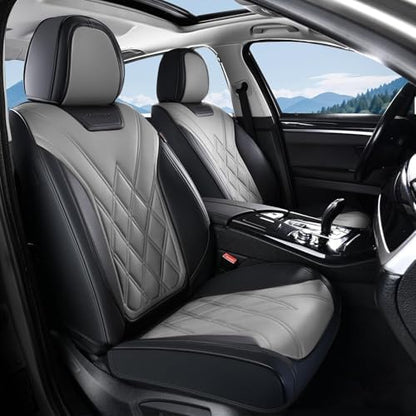 Coverado Car Seat Covers, Front Covers for Cars, Car Seat Cover Front Seats, Automotive Seat Cover, Waterproof, Leather Car Seat Cushion, Universal Interior Covers Seat Protectors for Most Cars by COVERADOAUTO