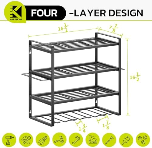 KAFAHOM Power Tool Organizer, Garage Tool Organizers and Storage,Drill Holder Wall Mount, Storage Rack for Cordless Drill, Heavy Duty Tool shelf with Screwdriver Holder/Pliers Holder/Hammer Holder - Image 4